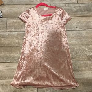Full Tilt Light Pink Velvet T-Shirt Dress